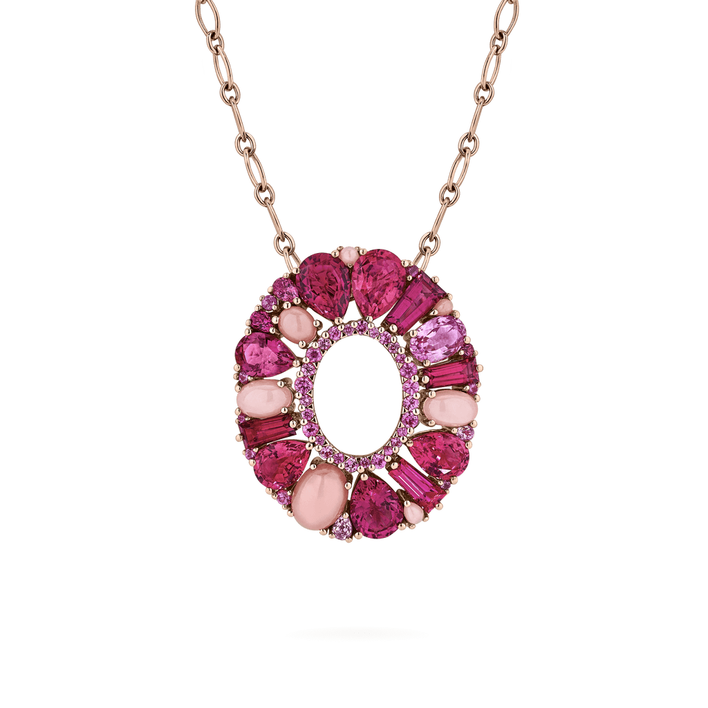 Garrard Blaze Collection 18ct rose gold pendant with pink sapphires, rubellites and pink opal 2017651