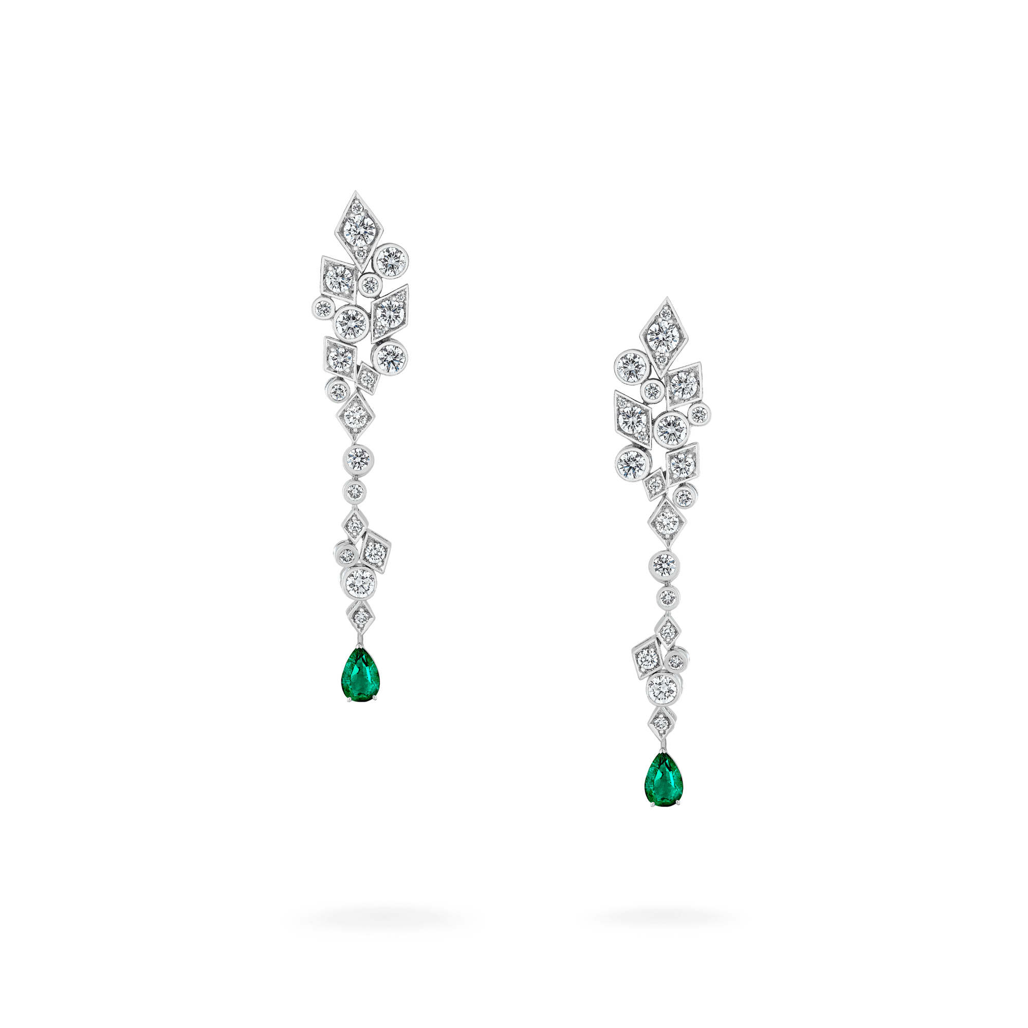 Garrard Albemarle Abstract jewellery collection Transformable Diamond Earrings emerald drops 2017415 2017416 Hero