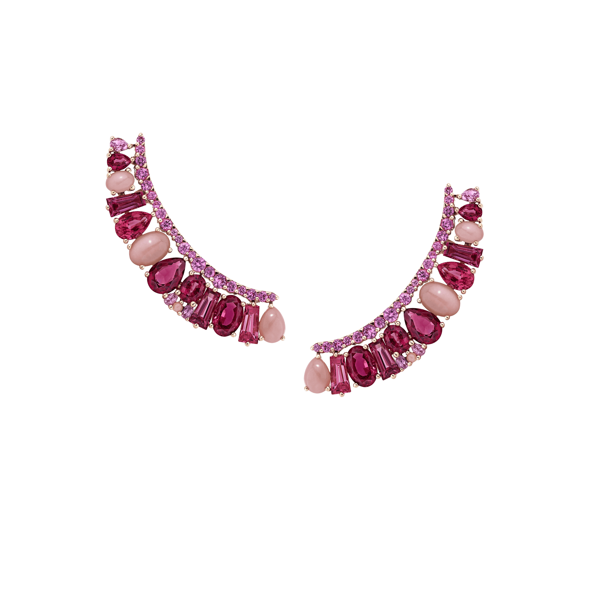 Garrard Blaze Collection 18ct rose gold ear climbers with pink sapphires rubellites and pink opals 2017663 1 1