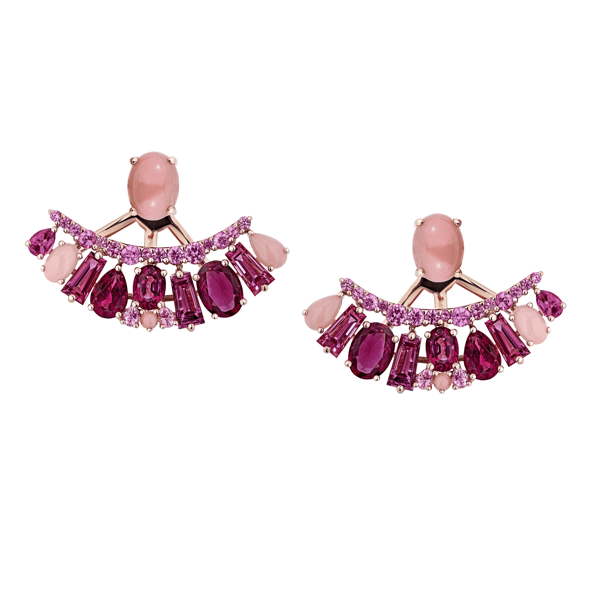 Garrard Blaze Collection 18ct rose gold ear jackets with pink sapphires rubellites and pink opals 2017659