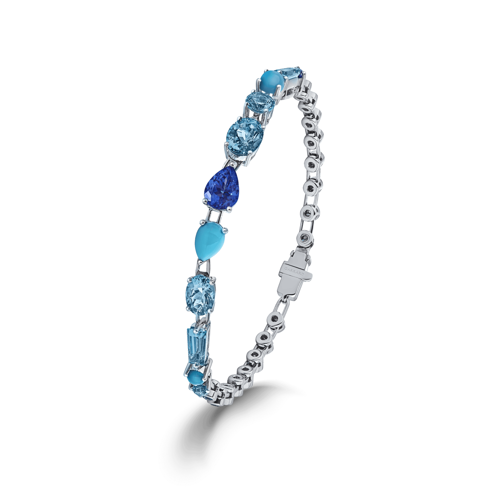 Garrard Blaze Collection 18ct white gold bracelet with blue sapphires tanzanites aquamarines blue topaz and turquoise 2017669