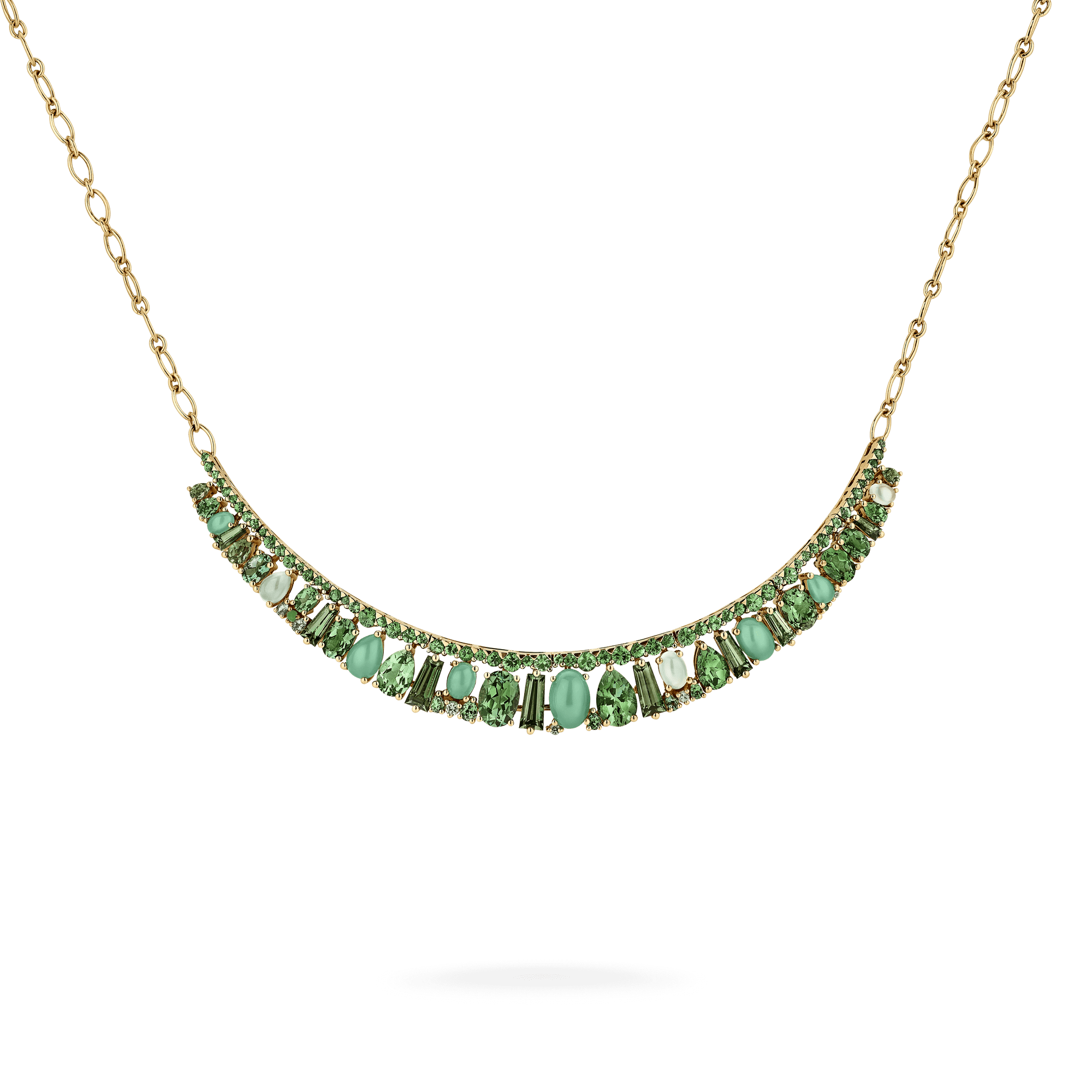 Garrard Blaze Collection 18ct yellow gold necklace with green sapphires green tourmalines tsavorites and chrysoprase 2017655