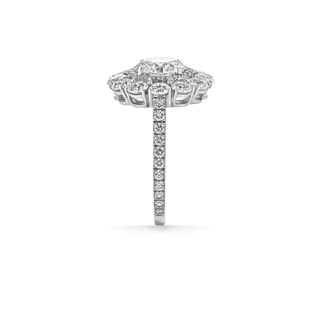 Garrard Bridal collection Harmony Round Brilliant Diamond Double Cluster Engagement Ring In Platinum JRHAPT01 2015895 side 2