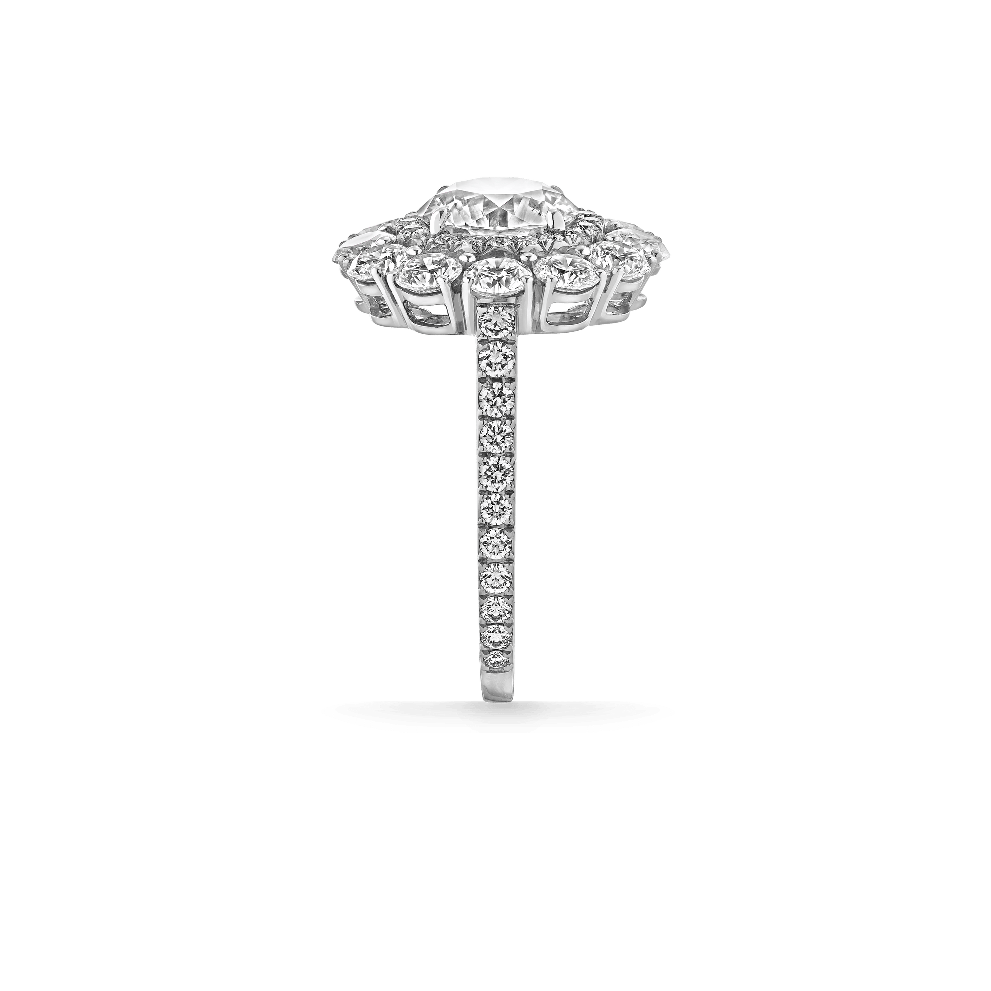 Garrard Bridal collection Harmony Round Brilliant Diamond Double Cluster Engagement Ring In Platinum JRHAPT01 2015895 side 2
