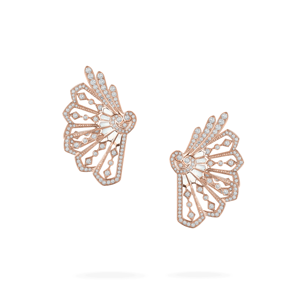 Garrard Fanfare Classic jewellery collection white diamond and mother of pearl ear climbers in 18ct rose gold 2015511 Hero View