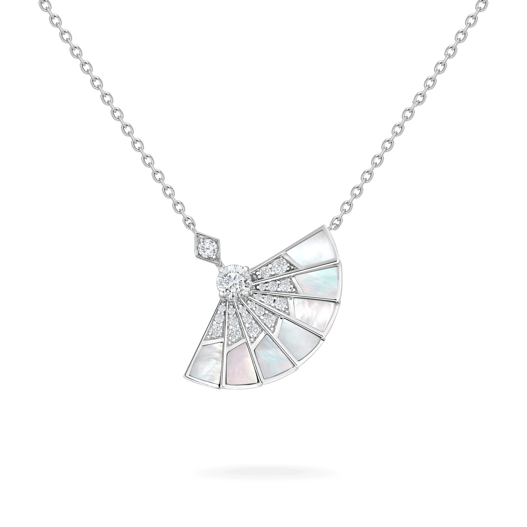 Garrard Fanfare Symphony collection Diamond and Mother of Pearl Pendant In 18ct White Gold 2017340 Hero View