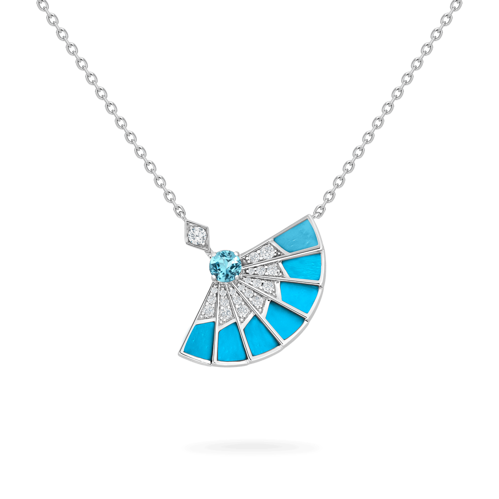 Garrard Fanfare Symphony jewellery collection Aquamarine and Turquoise Pendant In 18ct White Gold with Diamonds 2017306 Hero View