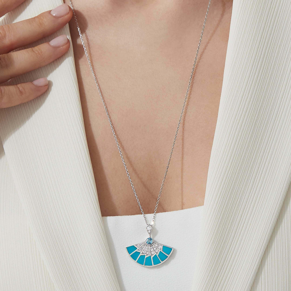 Garrard Fanfare Symphony jewellery collection Aquamarine and Turquoise Slider Pendant In 18ct White Gold with Diamonds 2018262 model