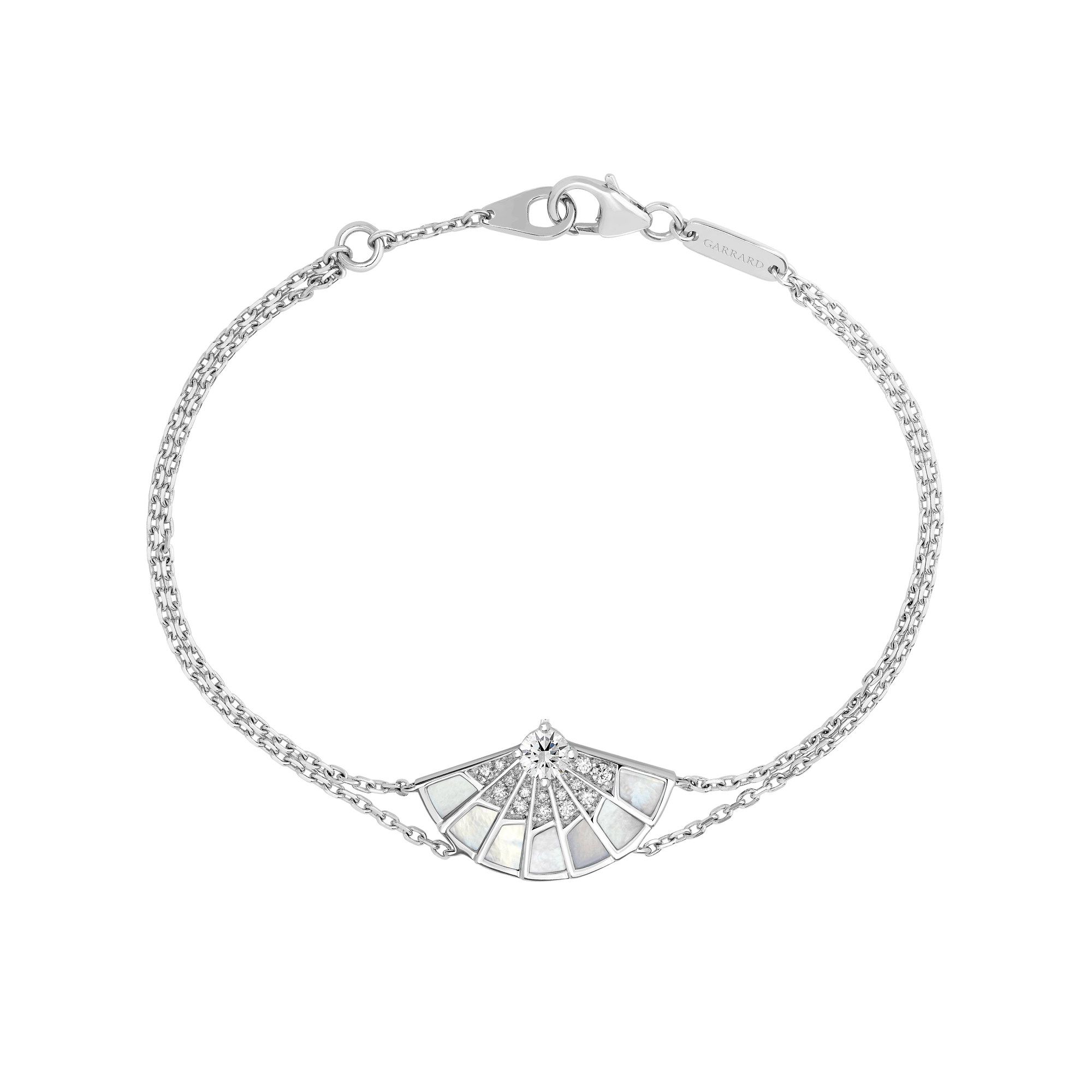Garrard Fanfare Symphony jewellery collection Diamond and Mother of Pearl Bracelet In 18ct White Gold 2018274 Hero View