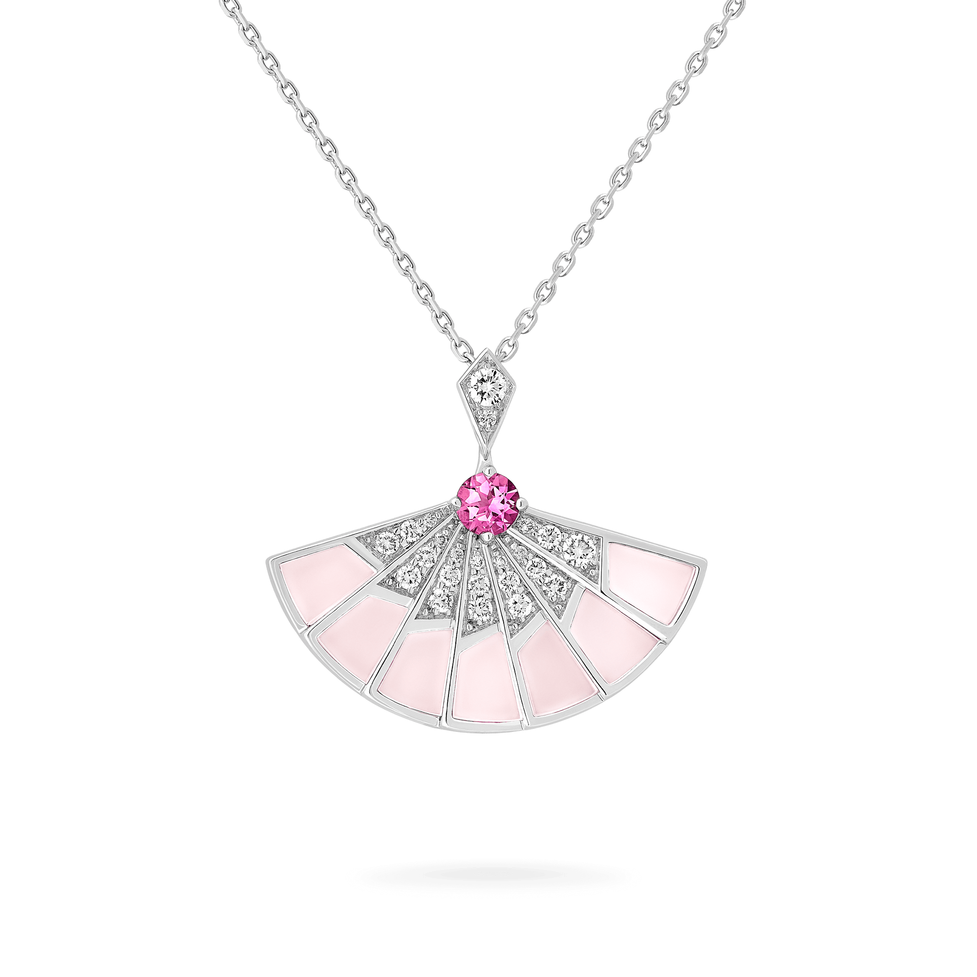 Garrard Fanfare Symphony jewellery collection Pink Tourmaline and Pink Opal Slider Pendant In 18ct White Gold with Diamonds 2018257 hero View
