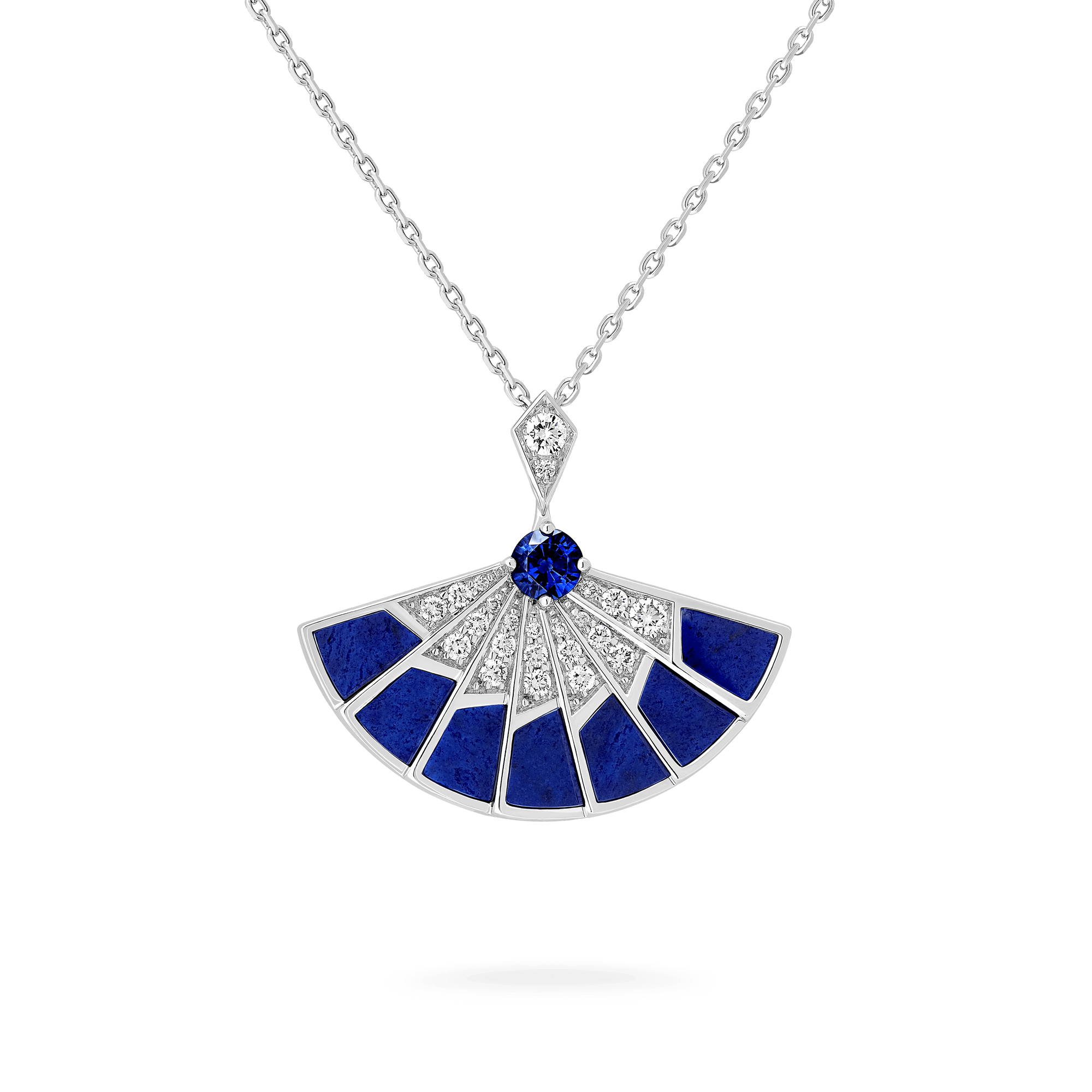 Garrard Fanfare Symphony jewellery collection Sapphire and Lapis Lazuli Slider Pendant In 18ct White Gold with Diamonds 2018256 Hero View