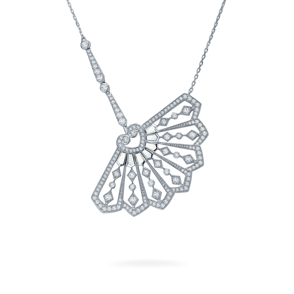 Garrard Fanfare collection Diamond and Mother of Pearl Pendant in 18ct White Gold 2015303 Hero View enlarged 1