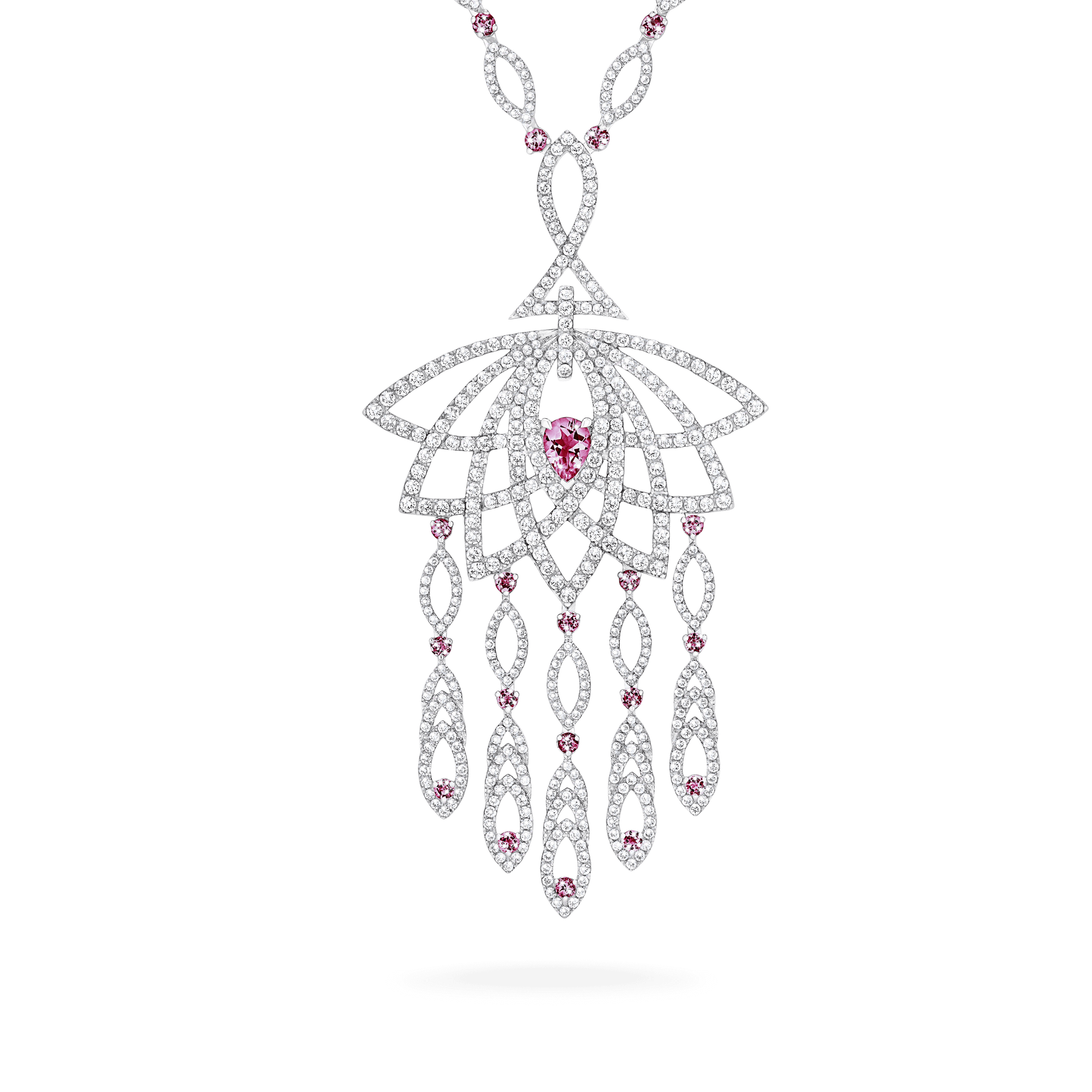 Garrard Lotus Jewellery Collection Lotus Bloom Sapphire and Diamond Slider Pendant In 18K White Gold, 2019339, Hero