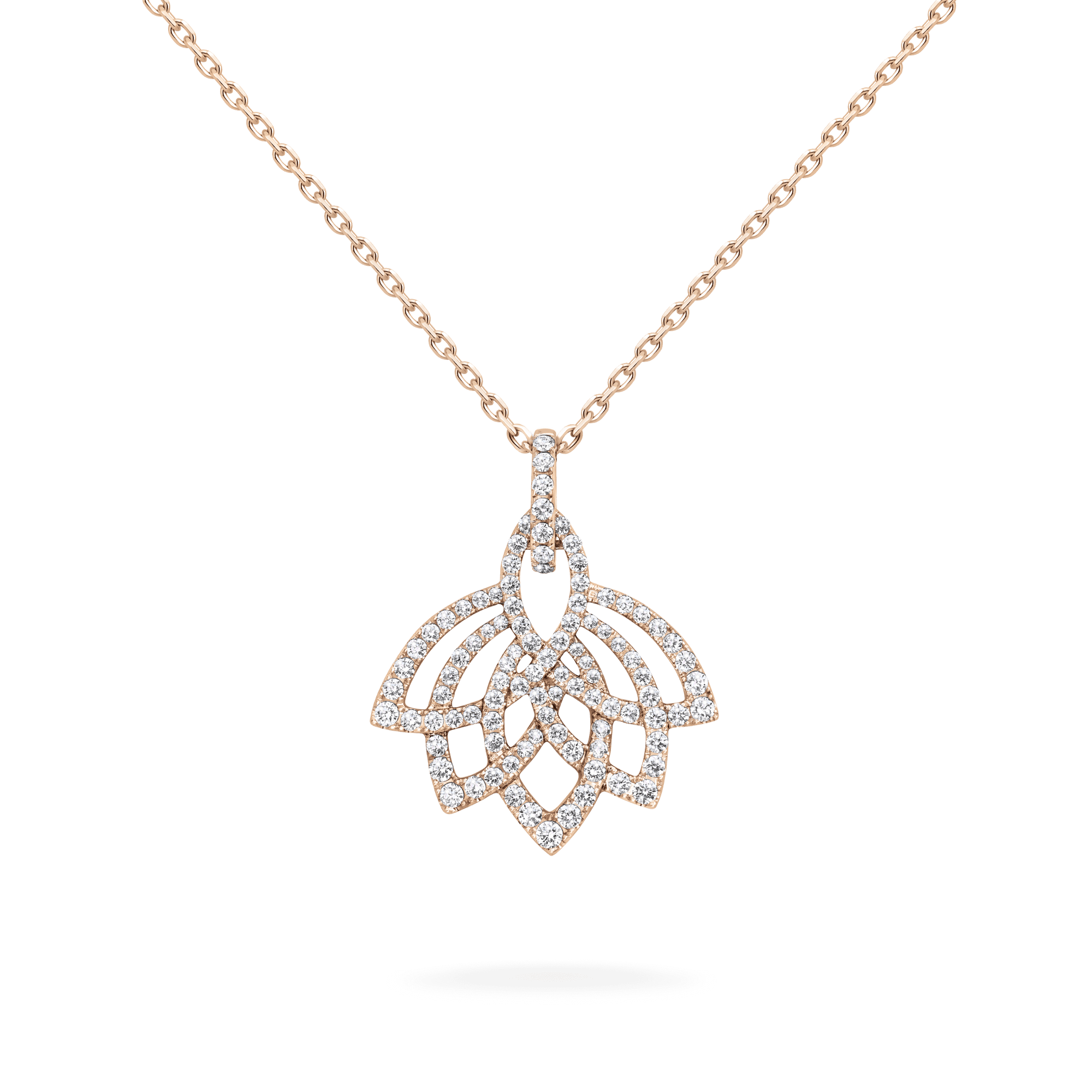 Garrard Lotus Jewellery Collection Lotus Blossom Diamond Pendant in 18k Rose Gold, 2019298, Hero