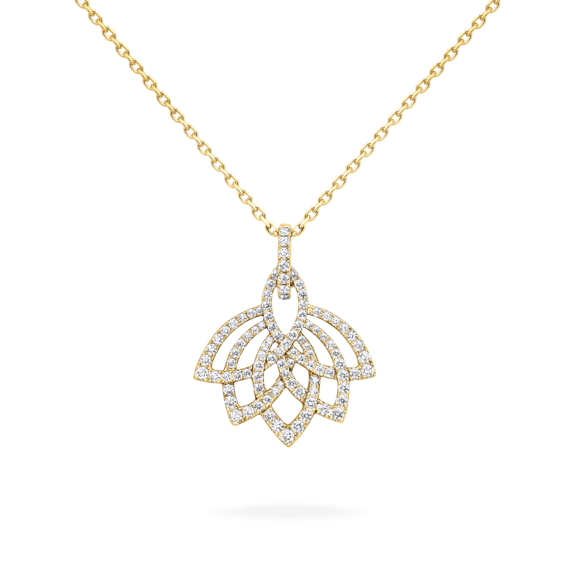 Garrard Lotus Jewellery Collection Lotus Blossom Diamond Pendant in 18k Yellow Gold, 2019297, Hero