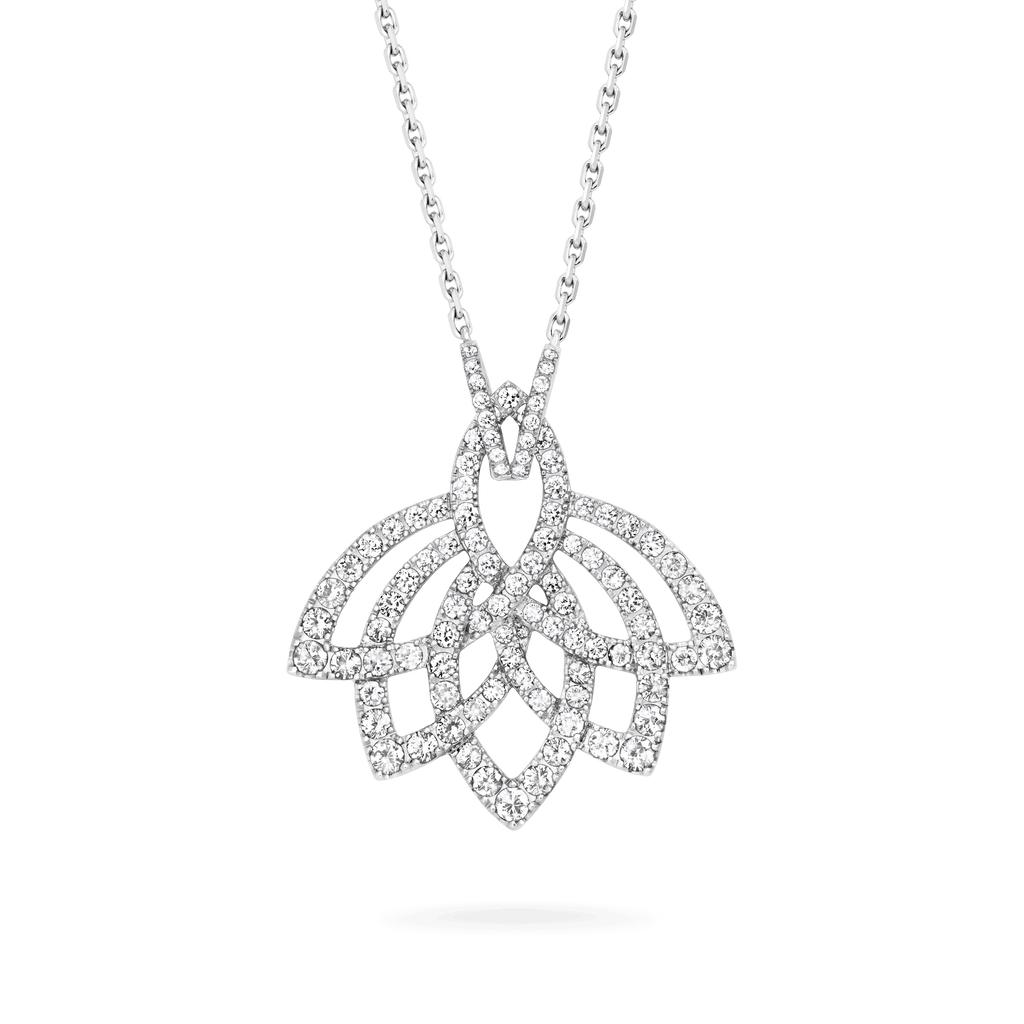 Garrard Lotus Jewellery Collection Lotus Flower Diamond Pendant in 18K White Gold, 2019308, Hero