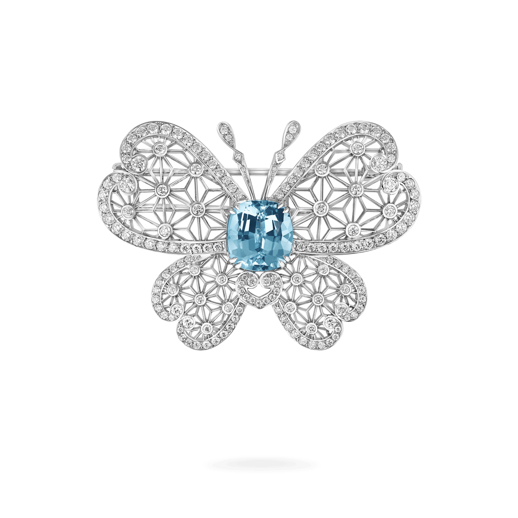 Garrard Muse Filigree 4.34ct Aquamarine and Diamond Brooch 2018114