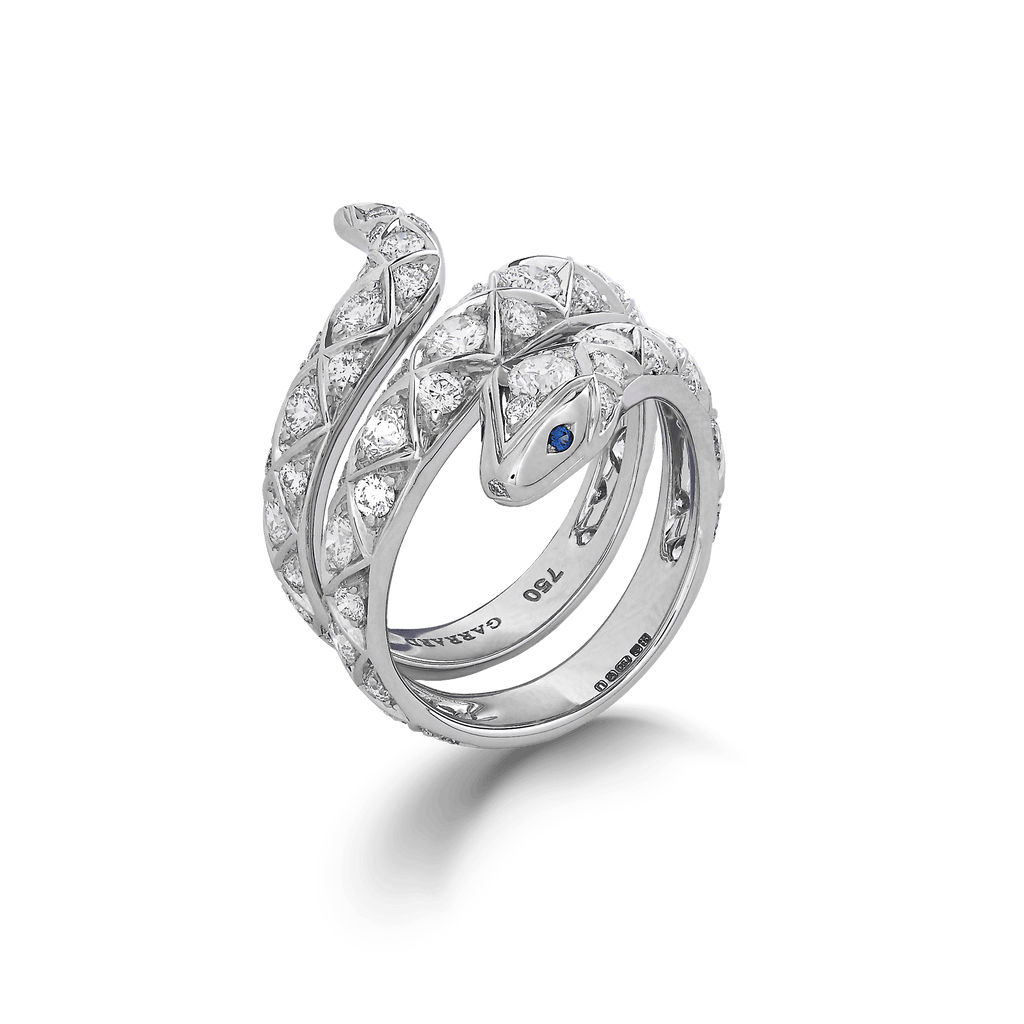 Garrard Muse Serpent Diamond Ring In 18ct White Gold with Blue Sapphires 2016013