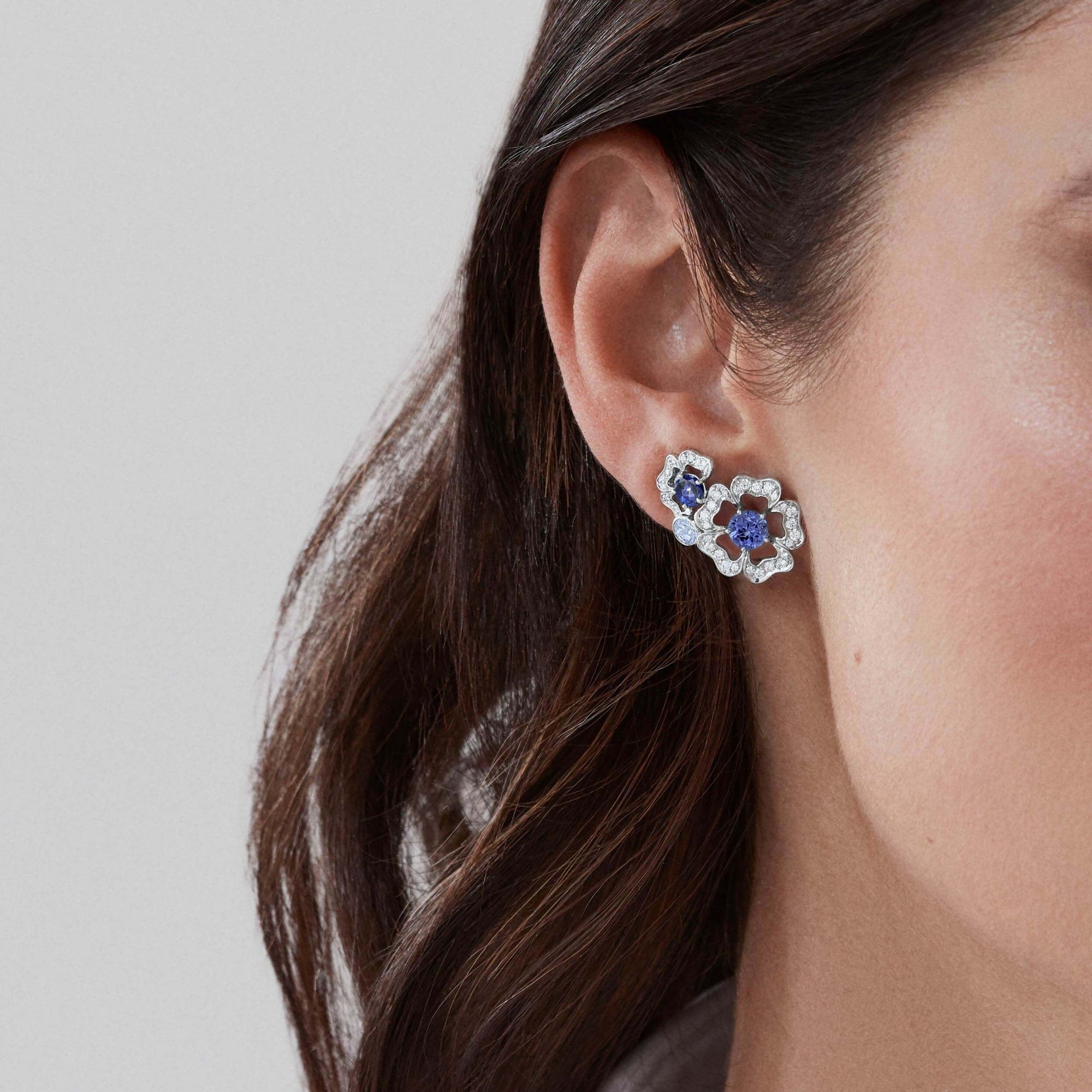 Garrard Tudor Rose Petal Sapphire Ear Climbers 2014344 Model 1