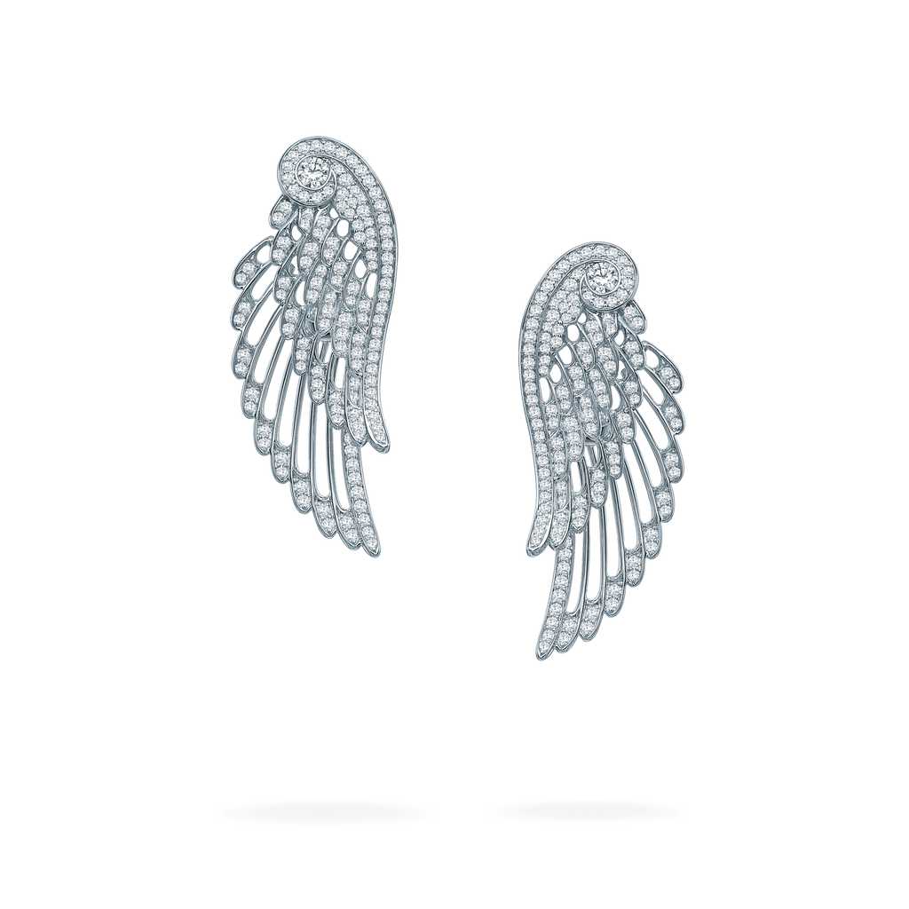 Wings Embrace Diamond Drop Earrings | In 18ct White Gold