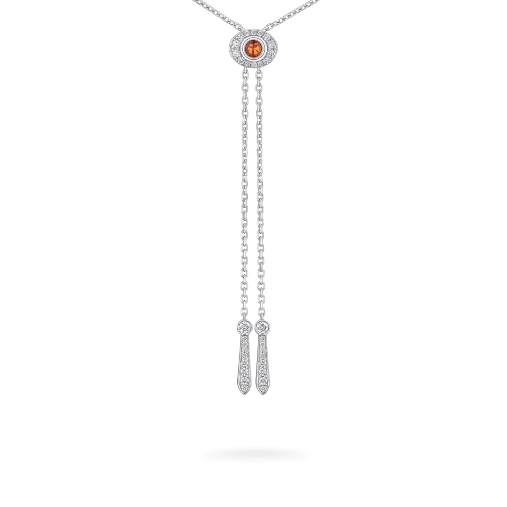 Garrard Wings Embrace jewellery collection Phoenix Slider Pendant In 18ct White Gold with Diamonds and Sapphires 2017607 back