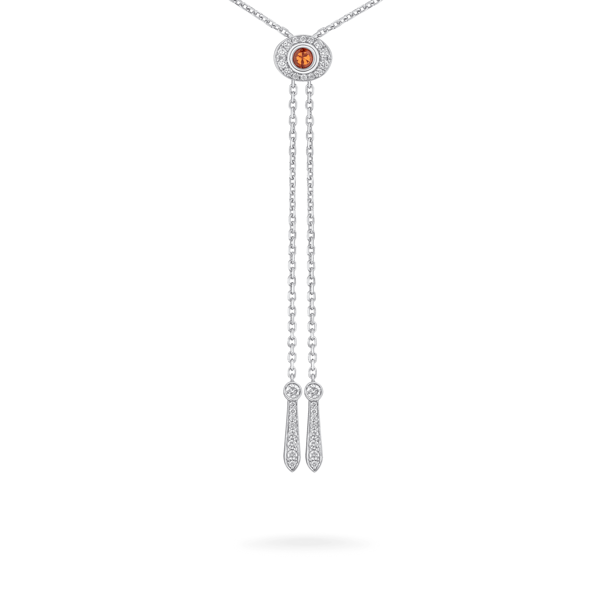 Garrard Wings Embrace jewellery collection Phoenix Slider Pendant In 18ct White Gold with Diamonds and Sapphires 2017607 back