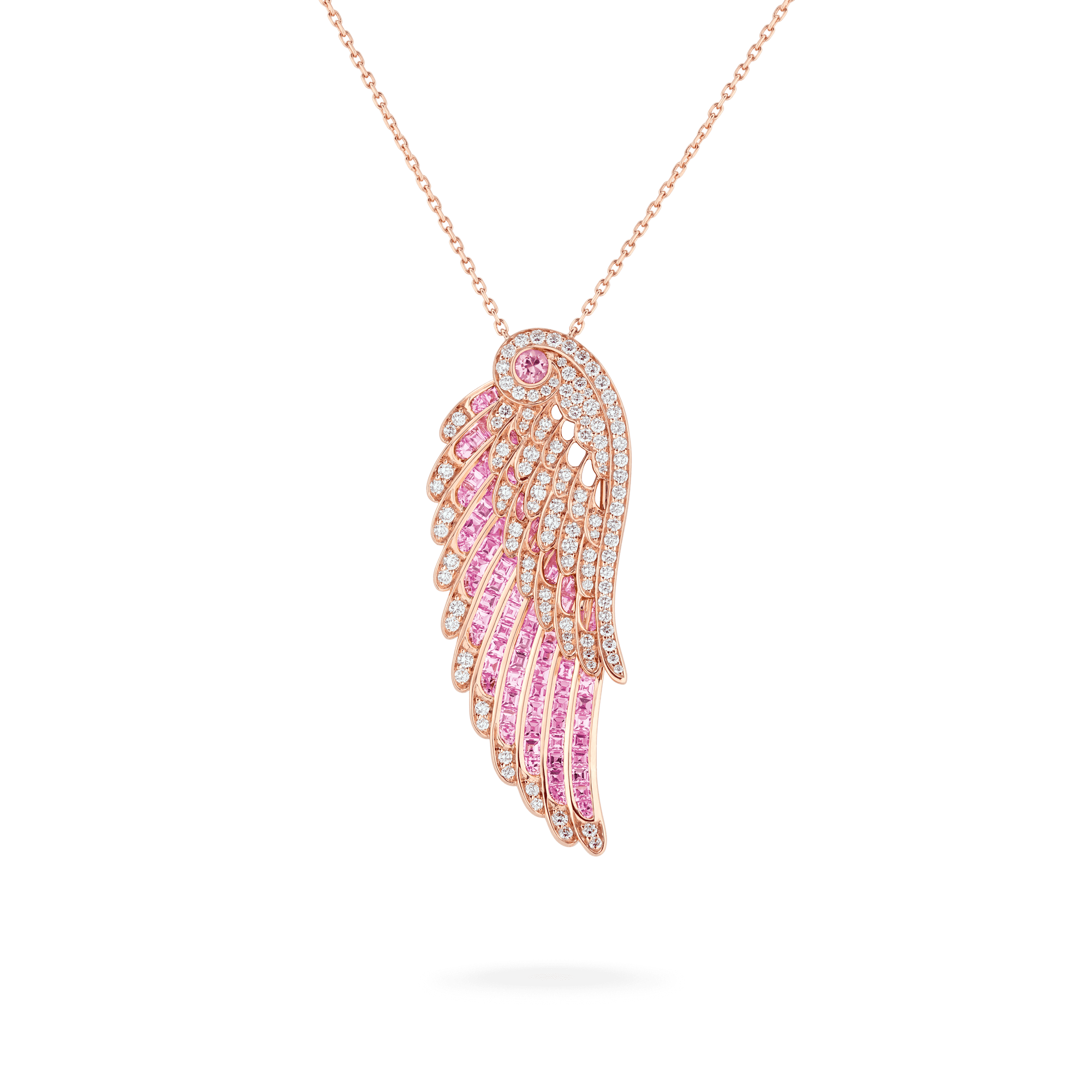 Garrard Wings Embrace jewellery collection Pink Sapphire and Diamond Slider Pendant 2016647 Hero