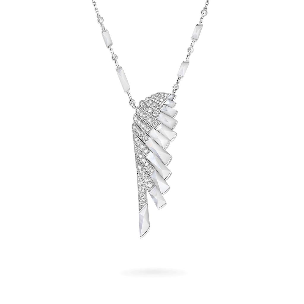 Garrard Wings Rising collection Pendant in 18ct White Gold with Diamonds and White Mother of Pearl 2018612 Hero View