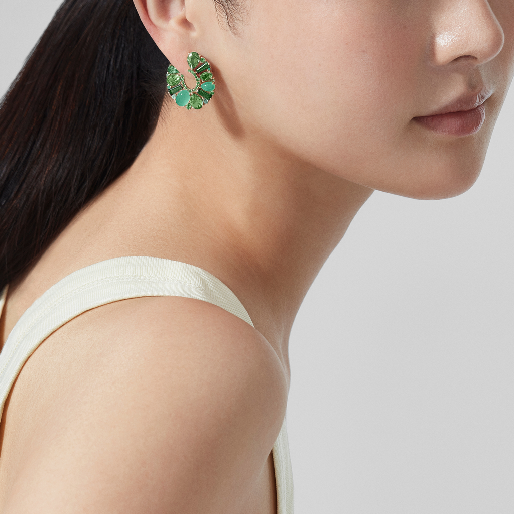 Blaze Green Sapphire, Green Tourmaline, Tsavorite And Chrysoprase Hoop Earrings | In 18ct Yellow Gold
