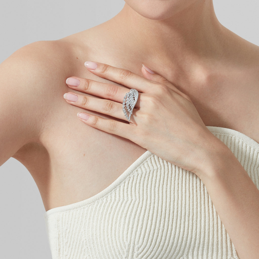 Wings Embrace Diamond Ring | In 18ct White Gold