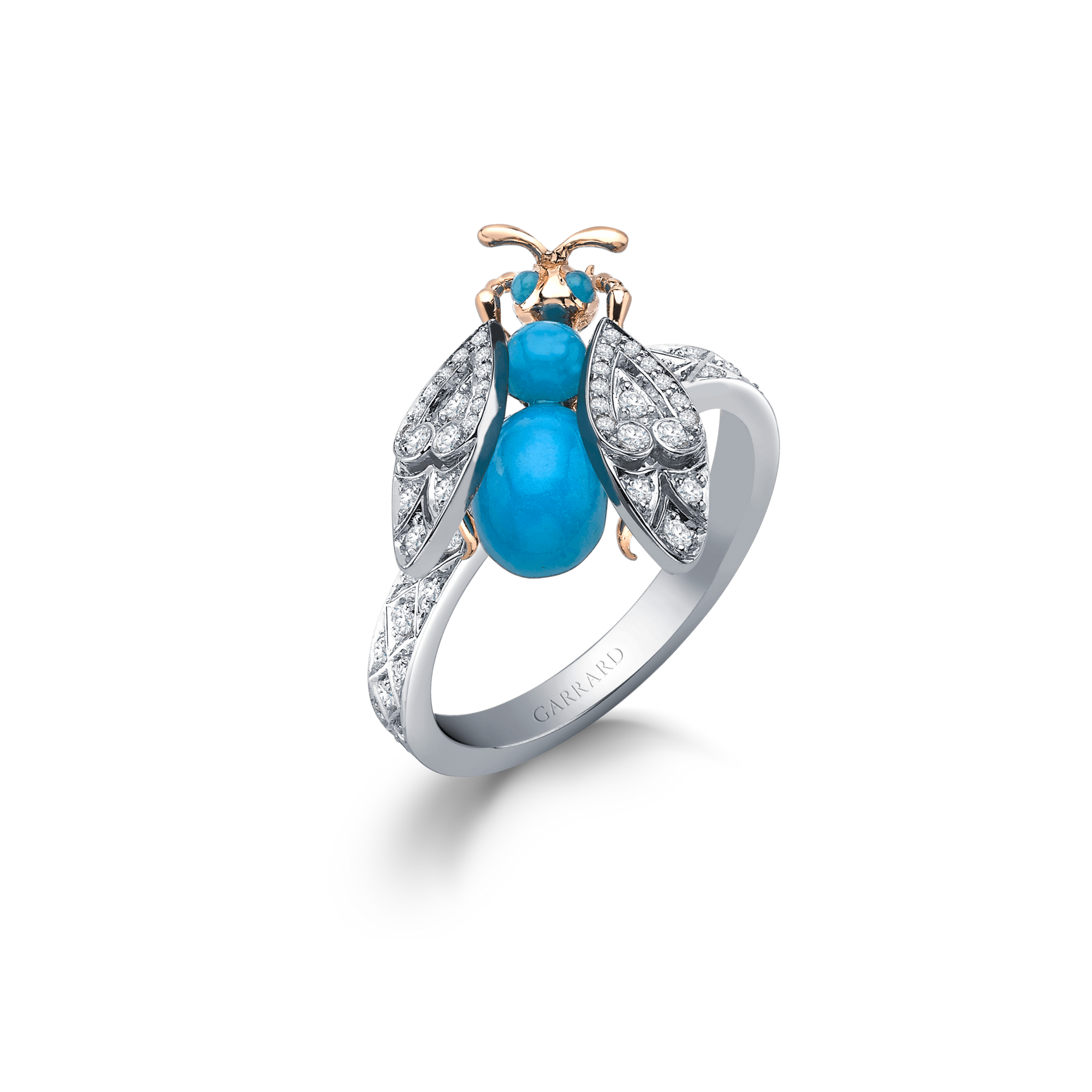 Enchanted Palace Bug Turquoise and Diamond Ring | In 18ct White Gold