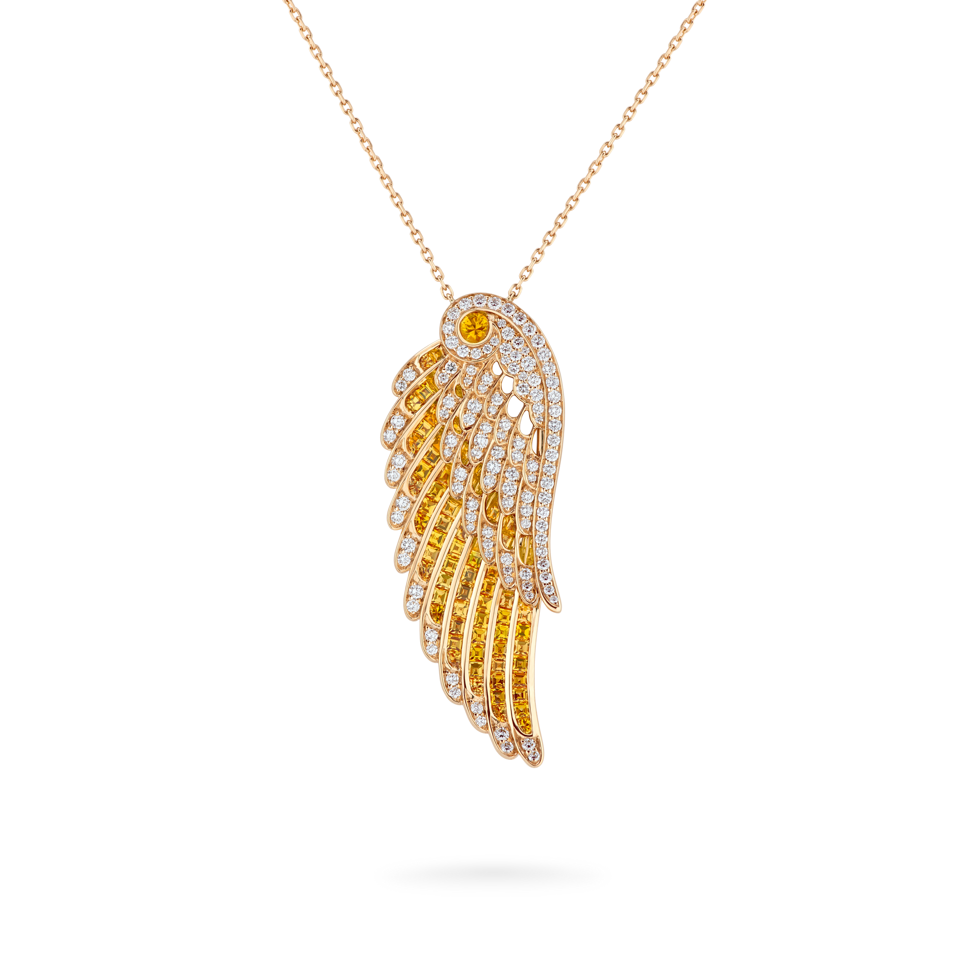 Wings Embrace Yellow Sapphire and Diamond Slider Pendant | In 18ct Yellow Gold