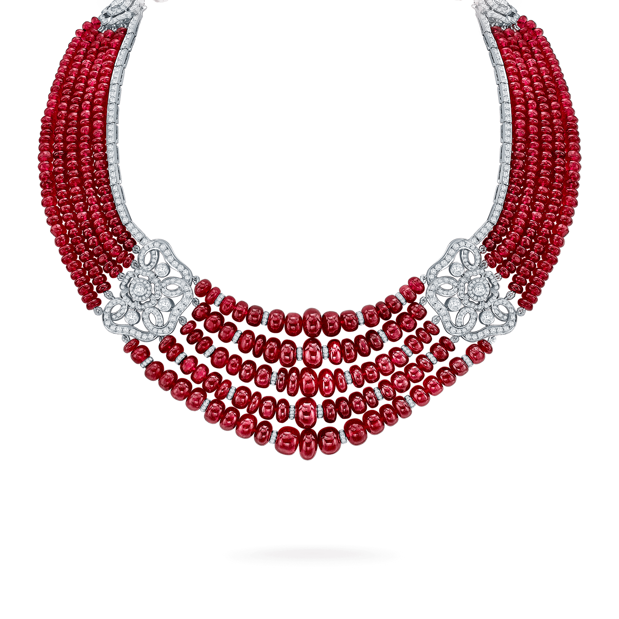 Red Rose High Jewellery Ruby and Diamond Necklace In 18ct White Gold 2015423